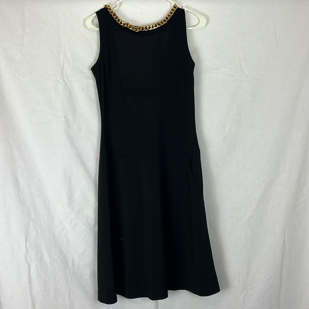 Black and Gold Boston Proper Knee Length Dress Women's 6